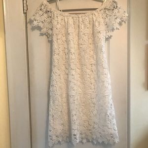 Ralph Lauren White Lace Off the Shoulder Dress